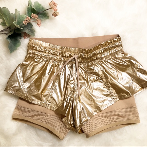 Adidas by Stella McCartney Pants - Adidas Stella McCartney metallic gold 2/1 shorts m